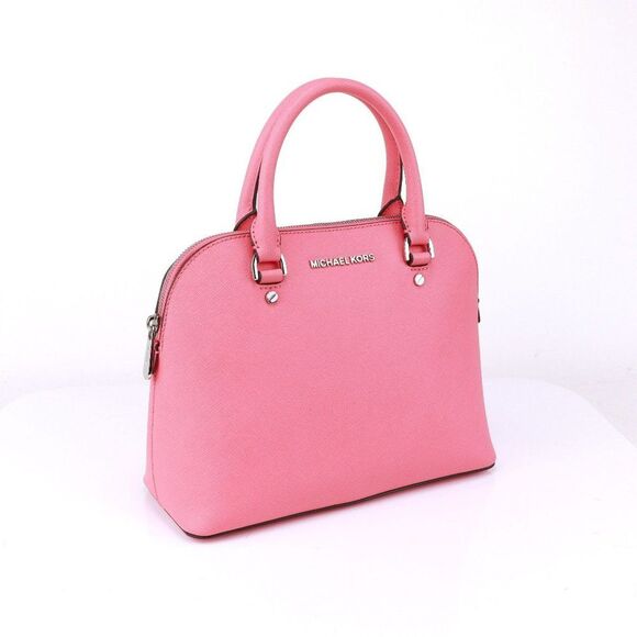 NWT Michael Kors Saffiano Leather Cindy Medium Satchel Bag Tote Coral $258 - Picture 2 of 10